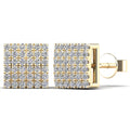 14K Solid Gold 0.22ctw Diamond Convex Square Shape Stud Earrings