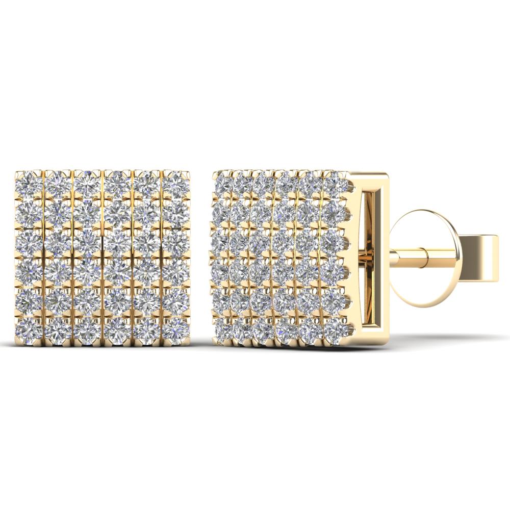 14K Solid Gold 0.22ctw Diamond Convex Square Shape Stud Earrings