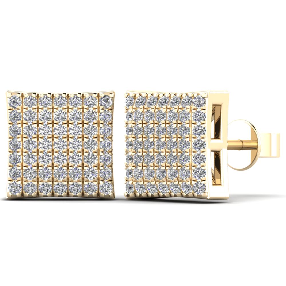 10K Solid Gold 0.25ctw Diamond Square Shape Stud Earrings
