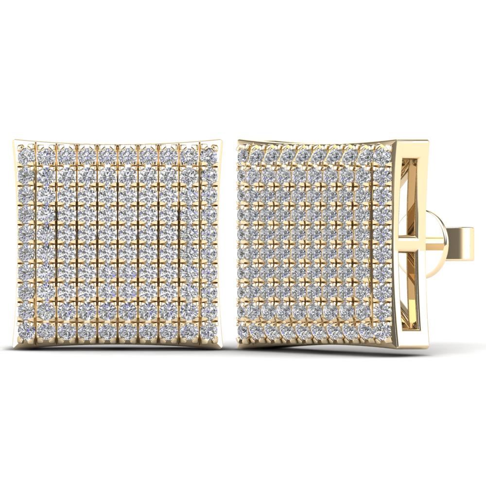 10K Solid Gold 0.52ctw Diamond Square Shape Stud Earrings