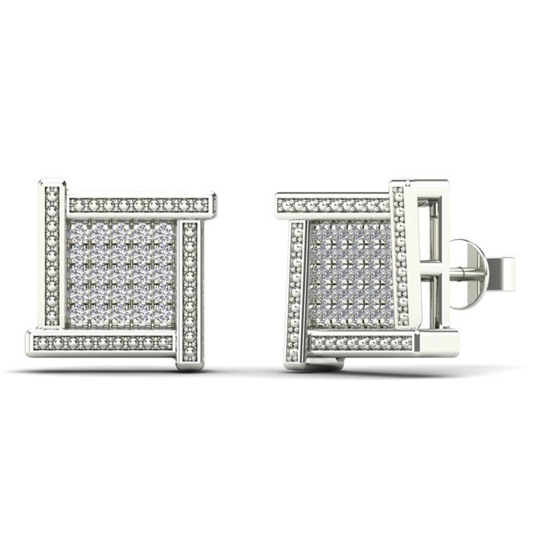 14K Solid Gold 0.13ctw Diamond Square Stud Earrings