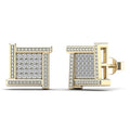 14K Solid Gold 0.13ctw Diamond Square Stud Earrings