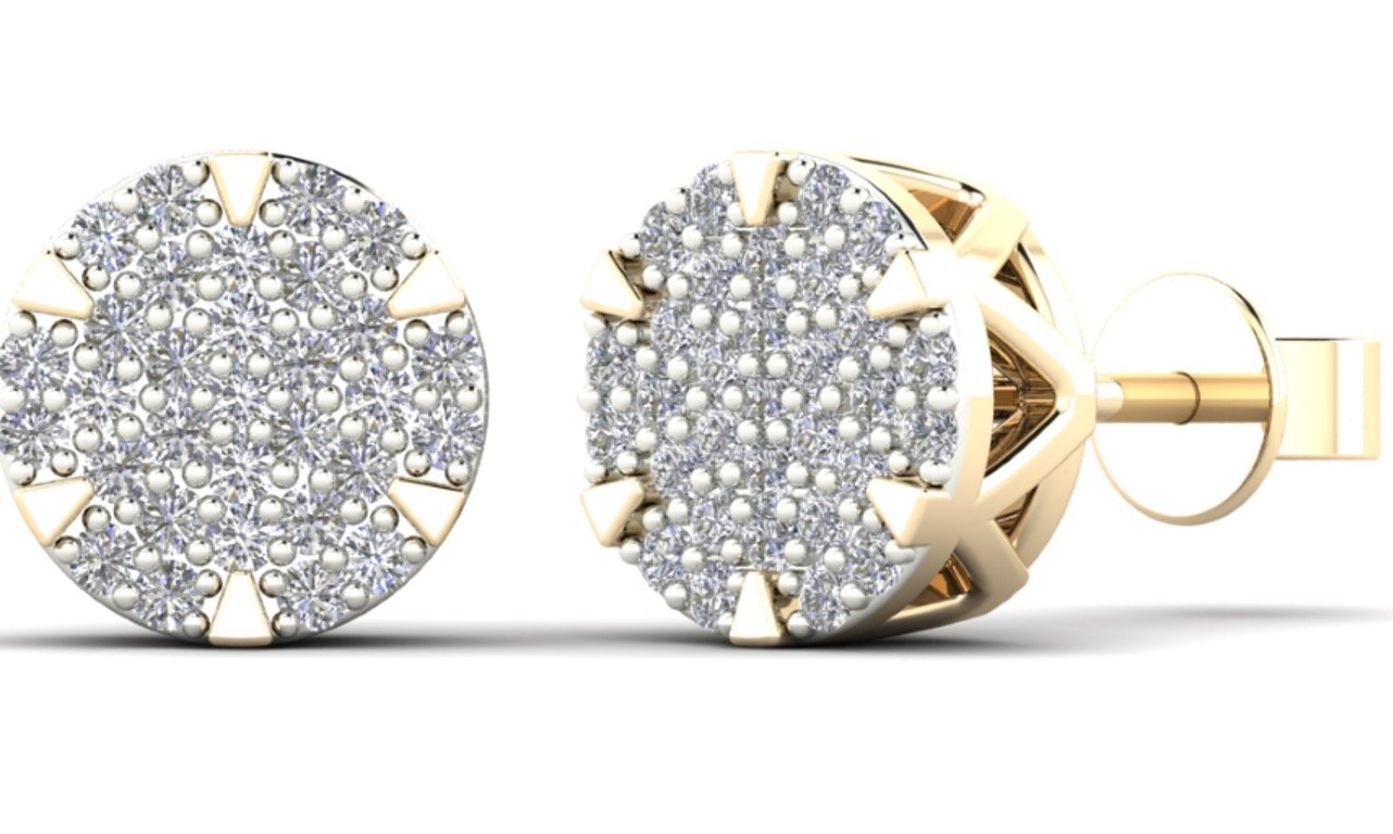 14K Solid Gold 0.19ctw Diamond Round Stud Earrings
