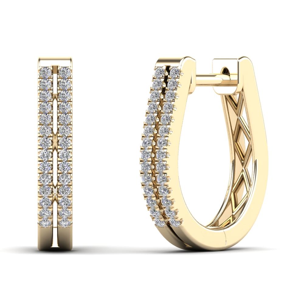 14K Solid Gold 0.17ctw Diamond Huggie Hoop Earrings