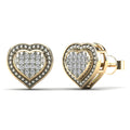 10K Solid Gold 0.06ctw Diamond Heart Stud Earrings