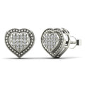 14K Solid Gold 0.06ctw Diamond Heart Stud Earrings