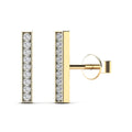 14K Solid Gold 0.06ctw Diamond Line Bar Stud Earrings