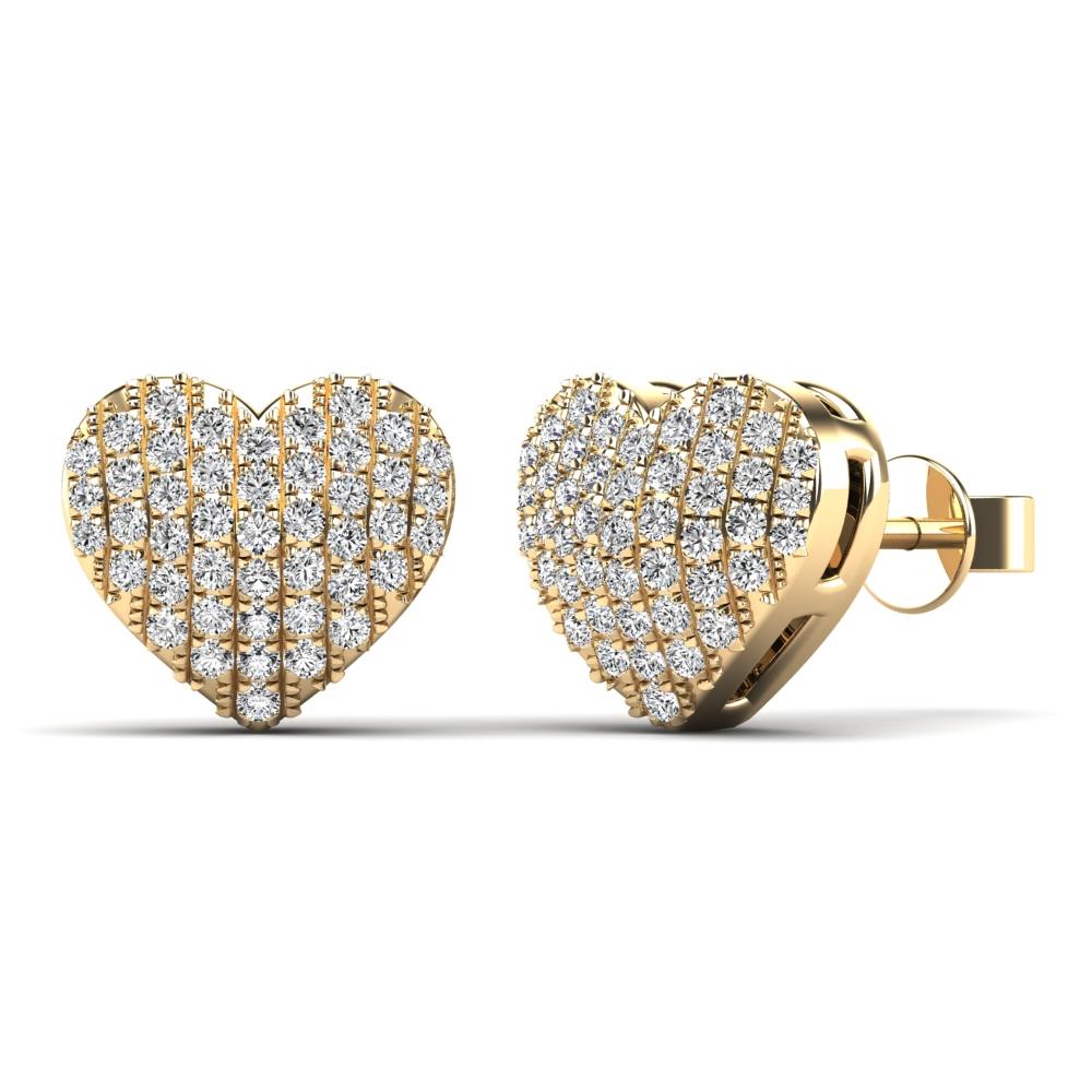 14K Solid Gold 0.25ctw Diamond Heart Stud Earrings