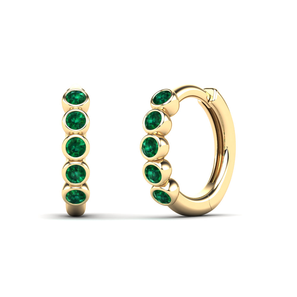 14K Solid Gold  0.18ctw Diamond Hoop Earrings