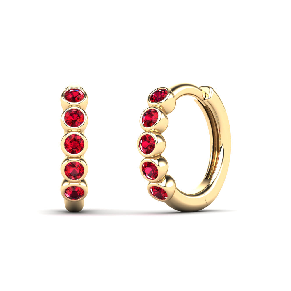 14K Solid Gold  0.18ctw Diamond Hoop Earrings