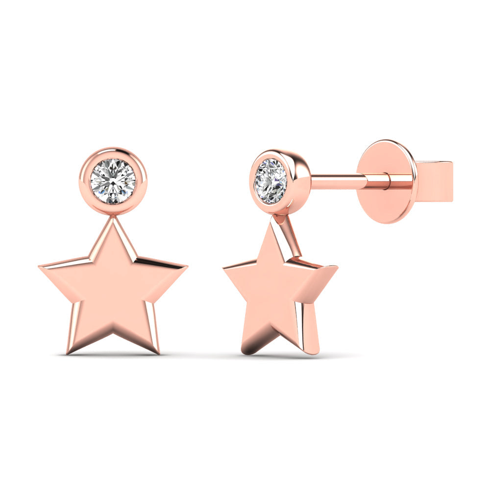 14K Solid Gold 0.05ctw Diamond Stud Earrings