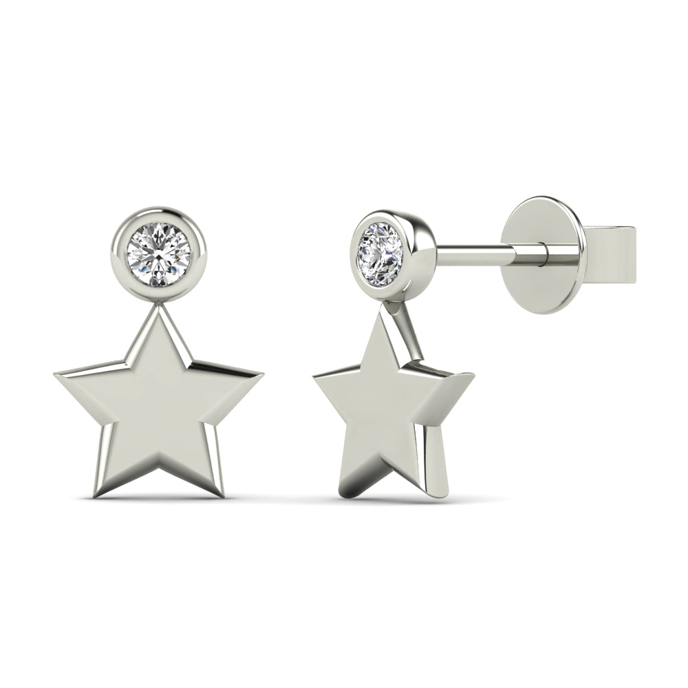 14K Solid Gold 0.05ctw Diamond Stud Earrings