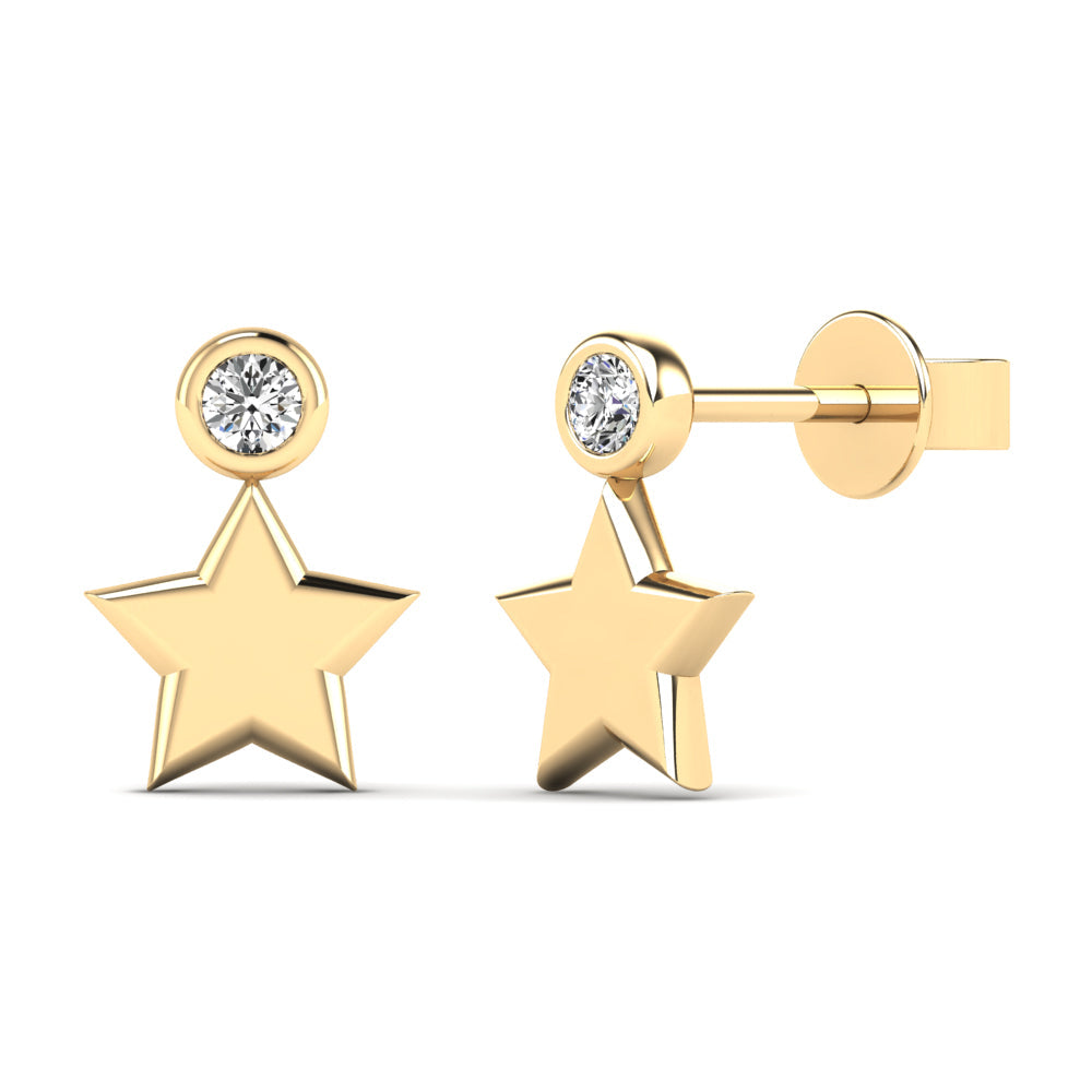 14K Solid Gold 0.05ctw Diamond Stud Earrings