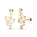 14K Solid Gold  0.01ctw Diamond Snake Snake Stud Earrings