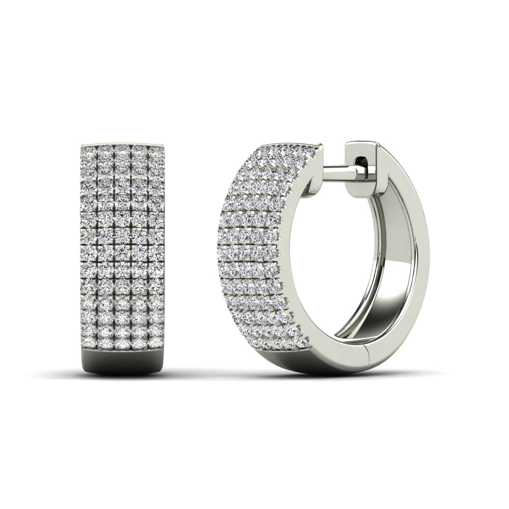 14K Solid Gold  0.43ctw Diamond Hoop Earrings