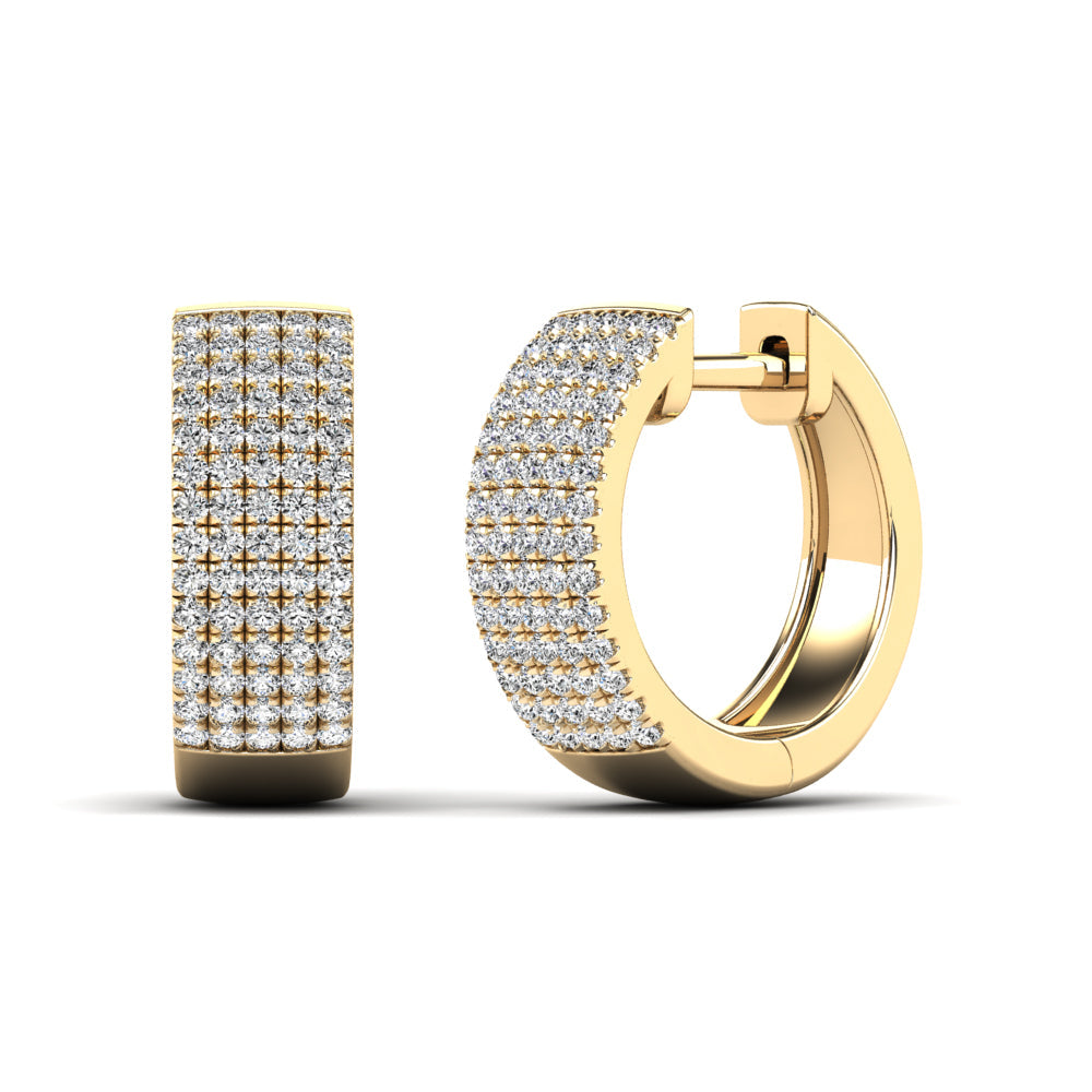 14K Solid Gold  0.43ctw Diamond Hoop Earrings