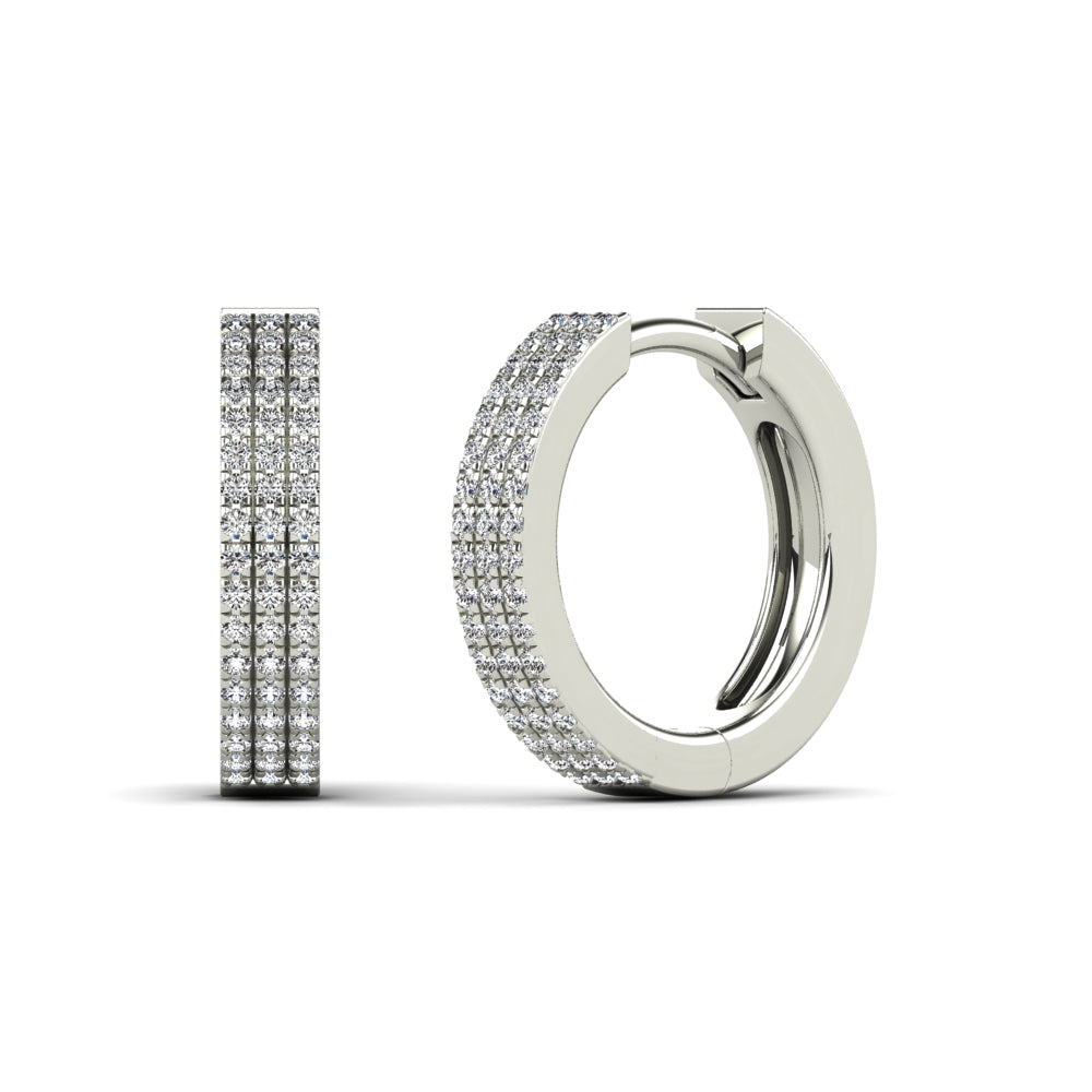 14K Solid Gold 0.32ctw Diamond Hoop Earrings