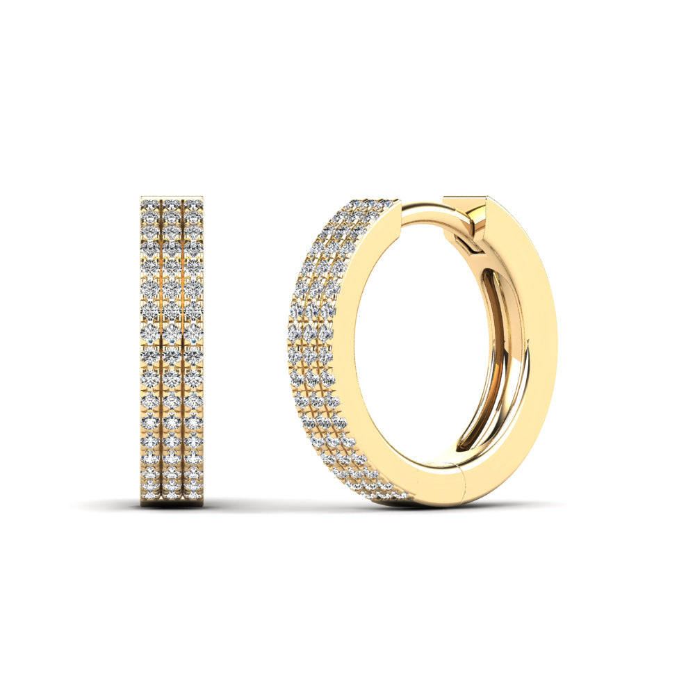 14K Solid Gold 0.32ctw Diamond Hoop Earrings