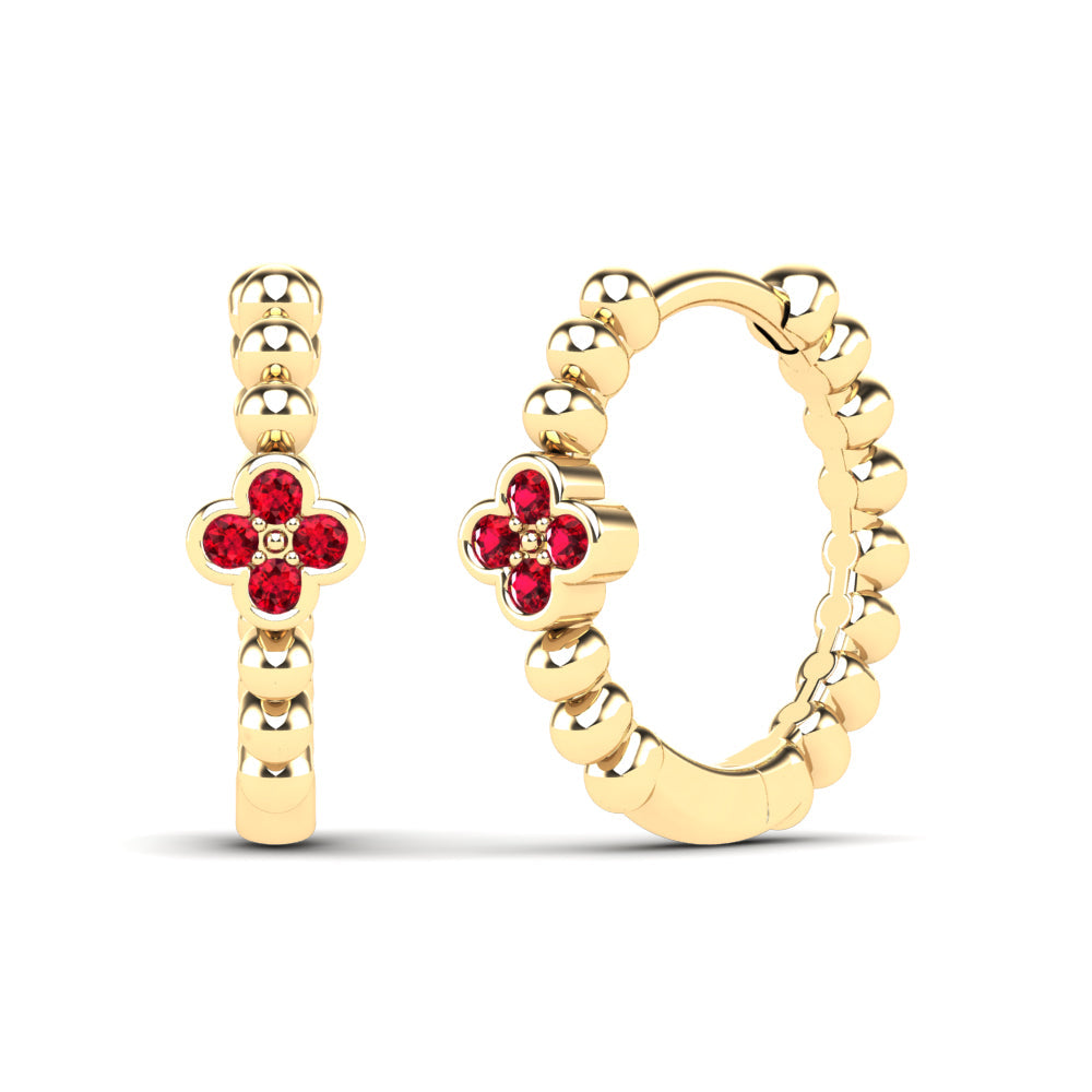 14K Solid Gold  0.09ctw Diamond Hoop Earrings