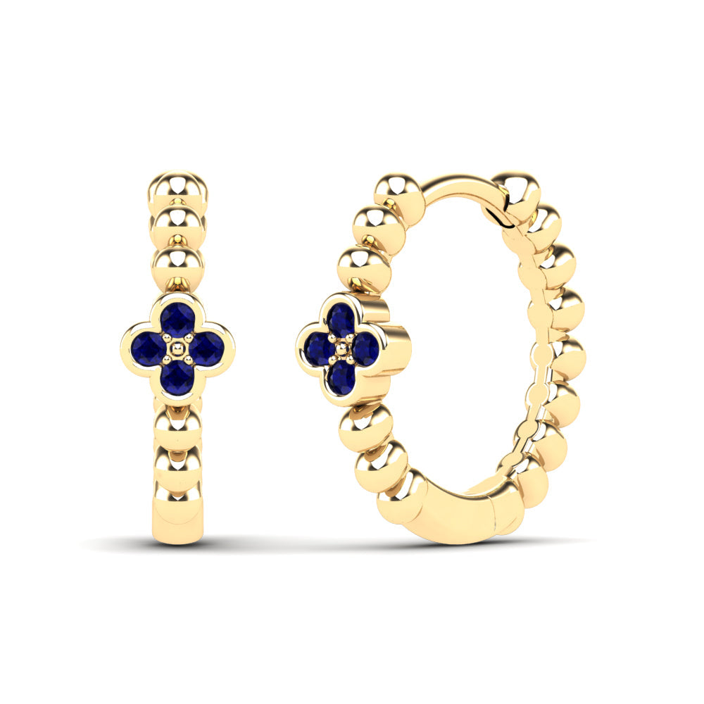 14K Solid Gold  0.09ctw Diamond Hoop Earrings