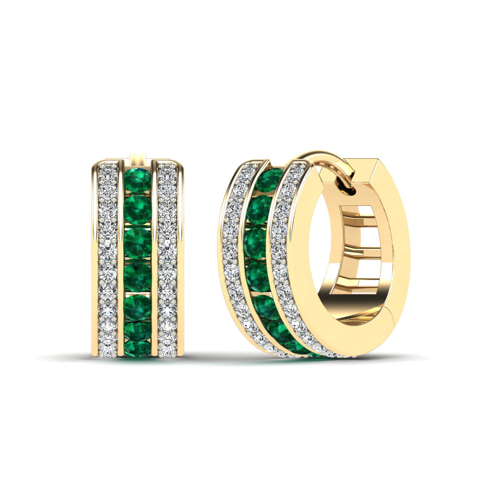 14K Solid Gold  0.76ctw Diamond Hoop Earrings