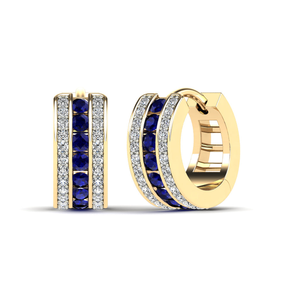 14K Solid Gold  0.76ctw Diamond Hoop Earrings