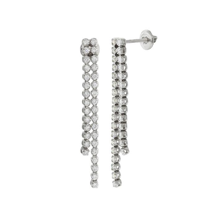 14K Solid Gold 1.20ctw Diamond Round Brilliant Drop Tassel Layered Dangle Stud Earrings