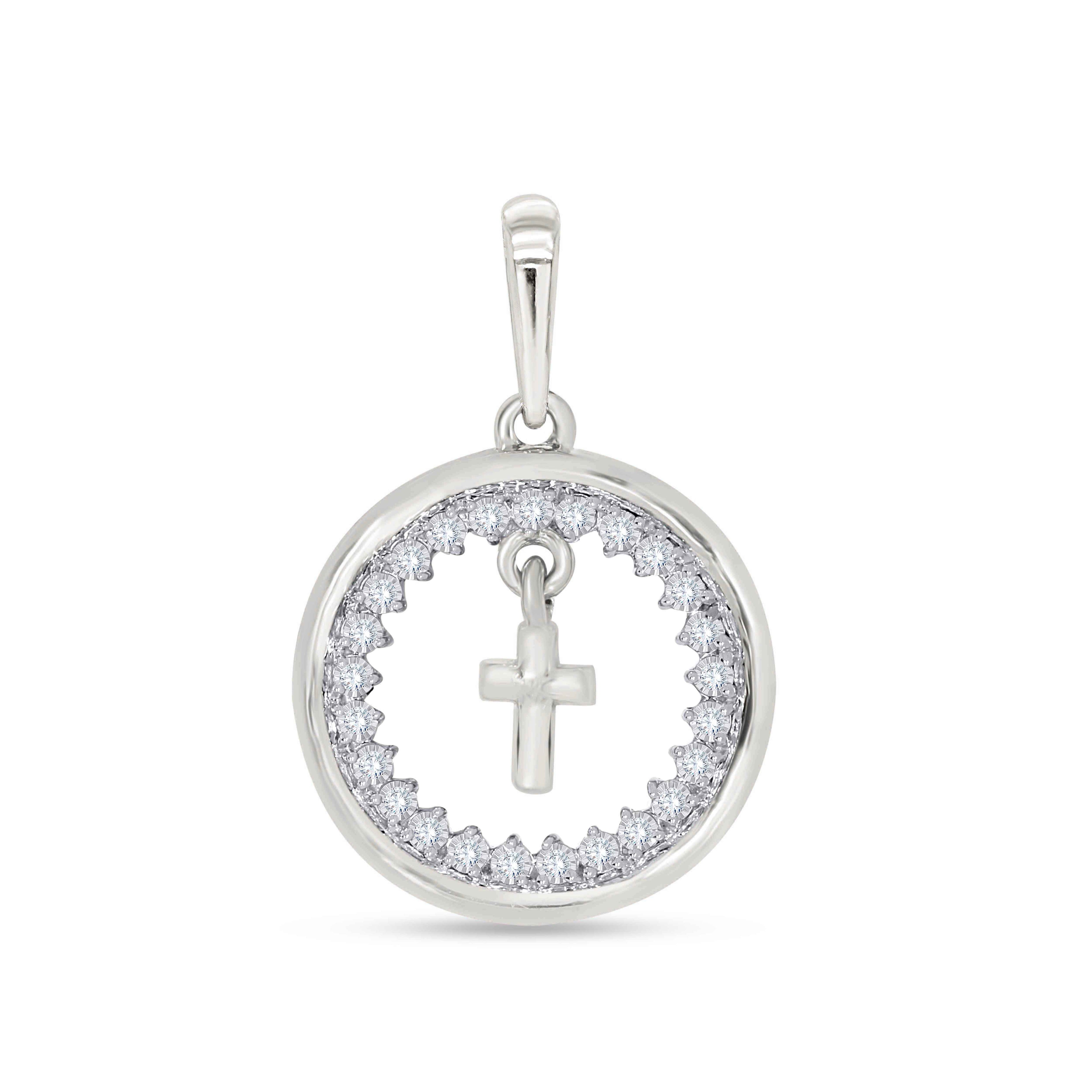 14K Solid Gold  0.18ctw Diamond Pendants