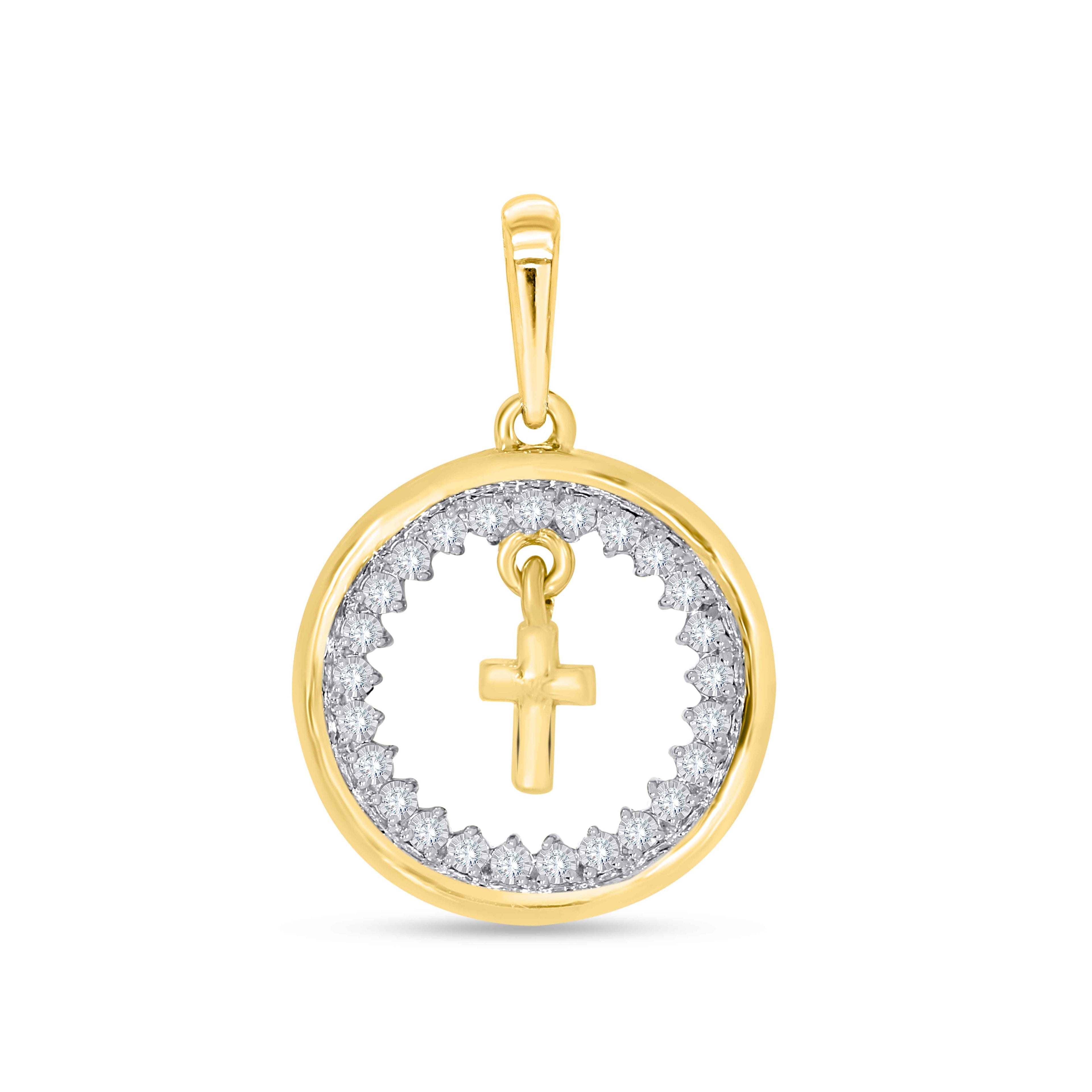 14K Solid Gold  0.18ctw Diamond Pendants