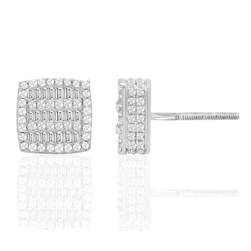 10K Solid Gold 0.39ctw Baguette Diamond Stud Earrings