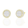 10K Solid Gold 0.26ctw Baguette & Round Brilliant Diamond Stud Earrings