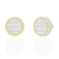 10K Solid Gold 0.42ctw Baguette & Round Brilliant Diamond Stud Earrings