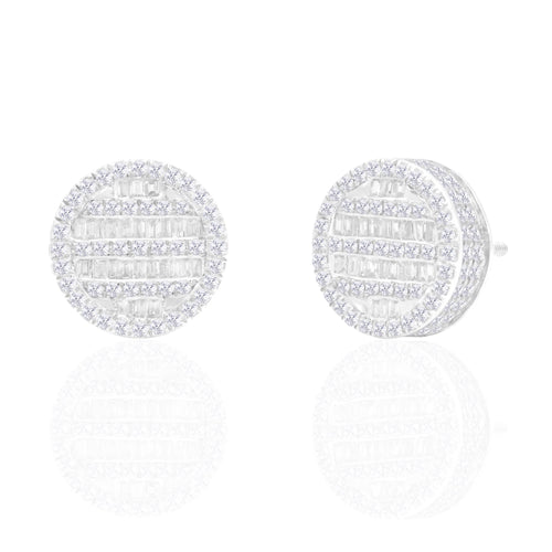 10K Solid Gold 0.42ctw Baguette & Round Brilliant Diamond Stud Earrings