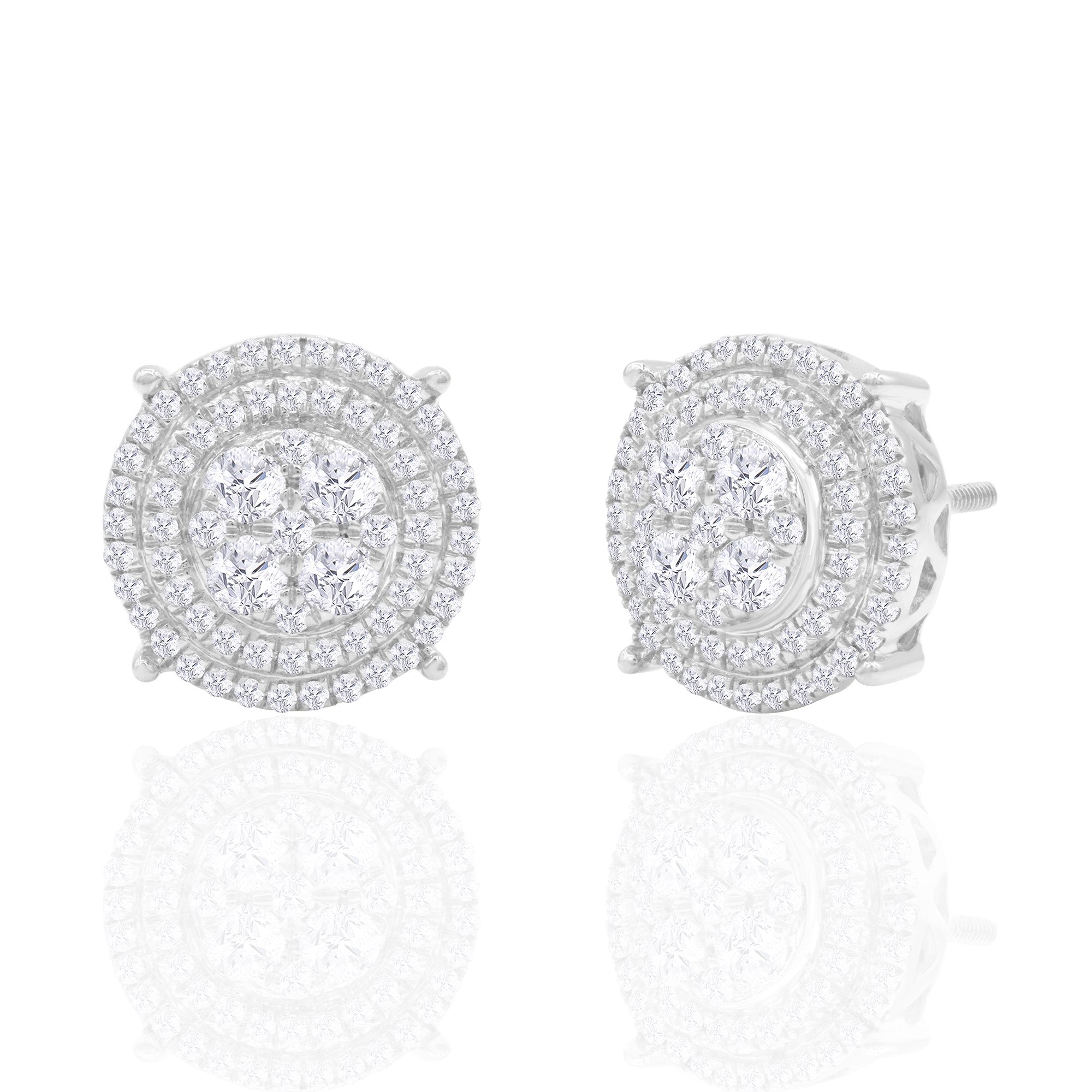 14K Solid Gold 1.02ctw Diamond Stud Earrings