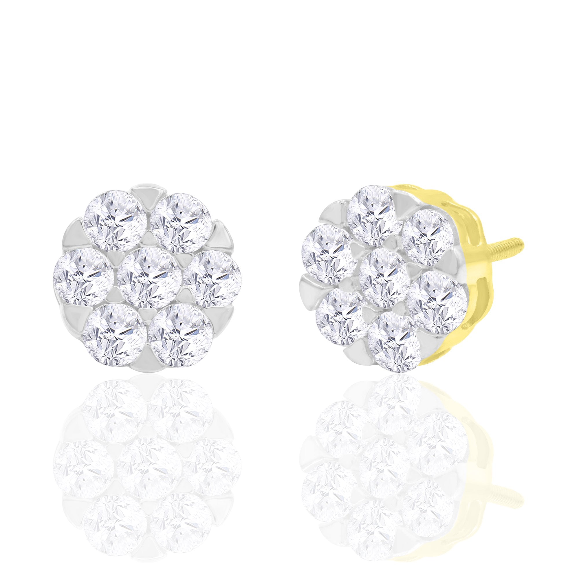 14K Solid Gold 1.45ctw Diamond Stud Earrings