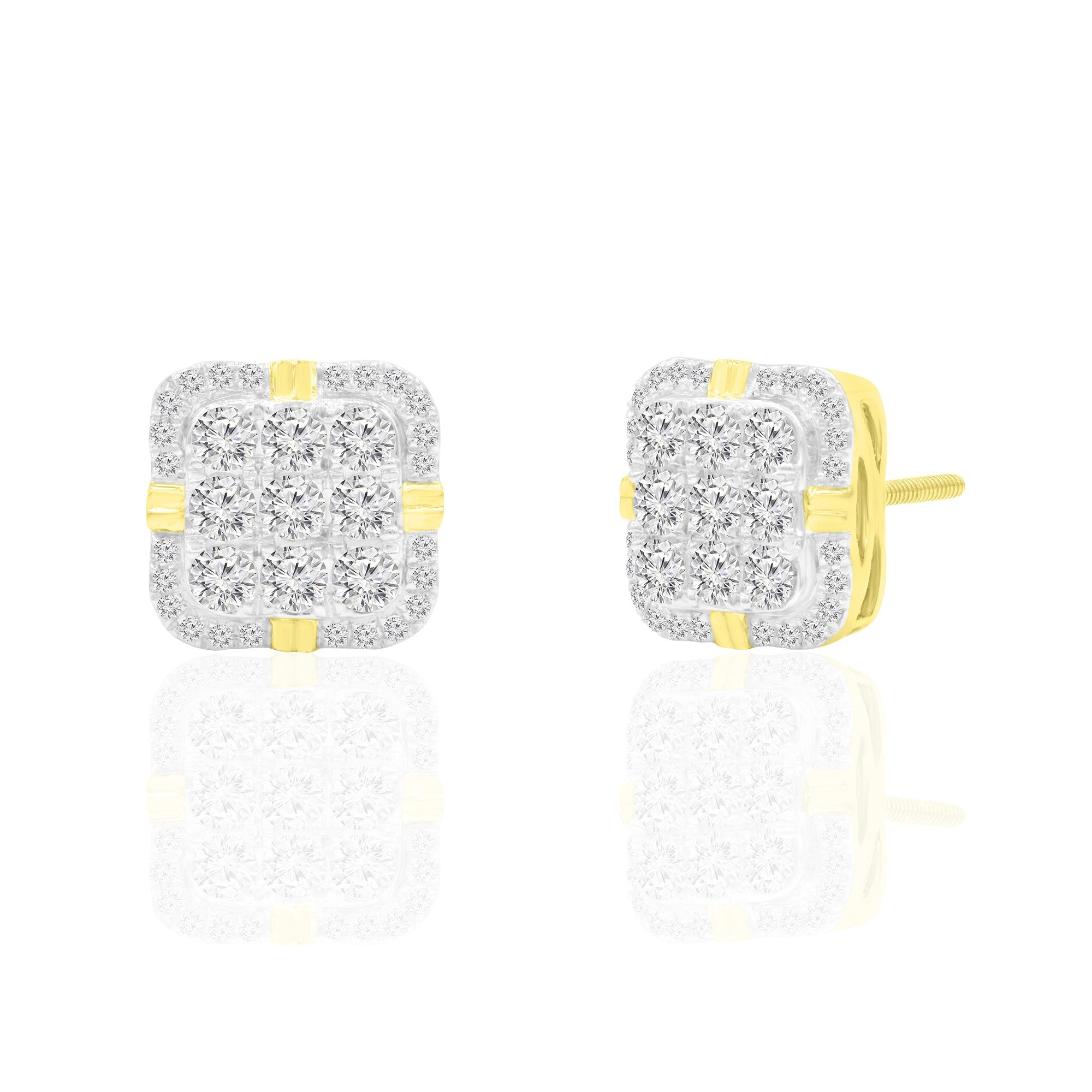 14K Solid Gold 0.98ctw Diamond Stud Earrings