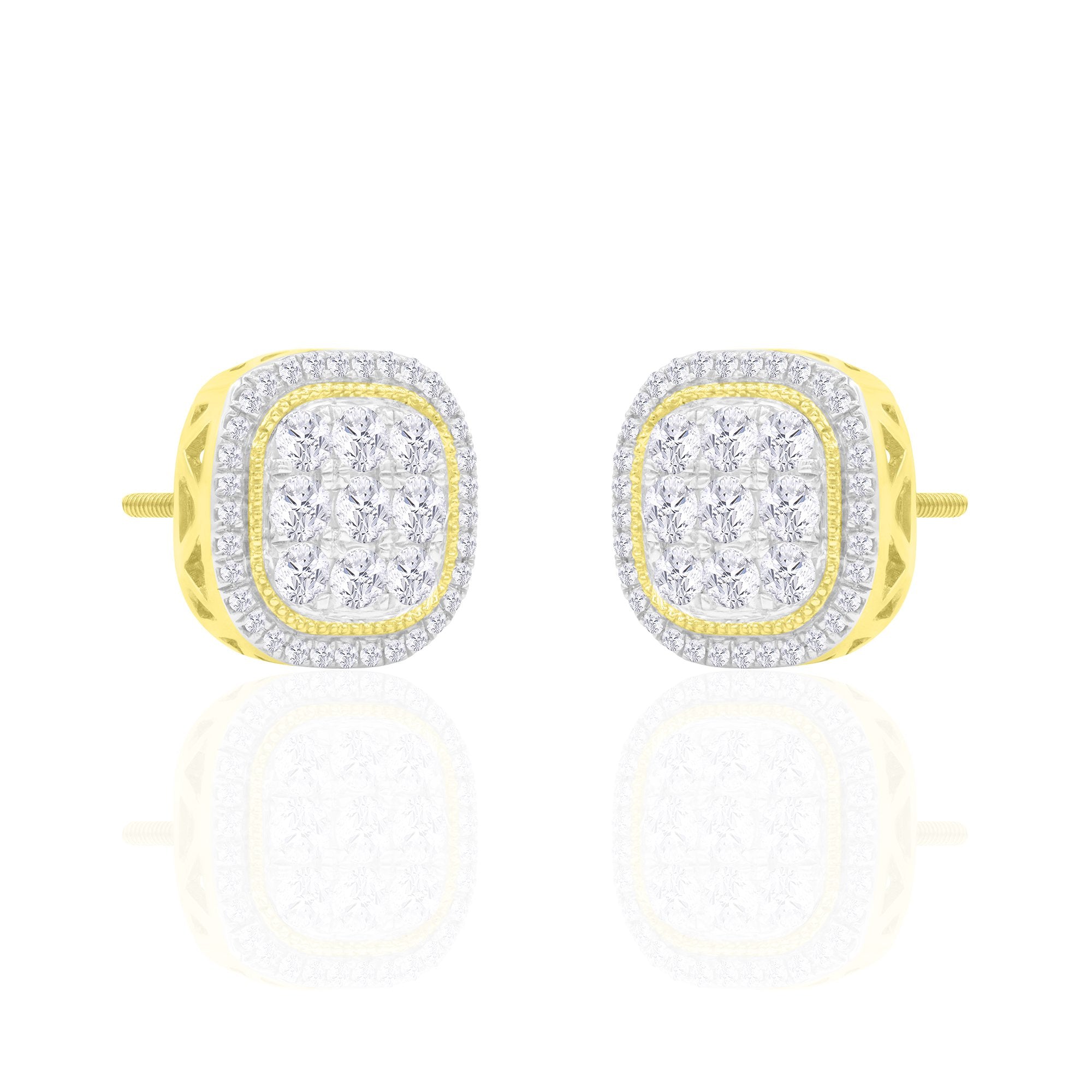 14K Solid Gold 1.10ctw Diamond Stud Earrings