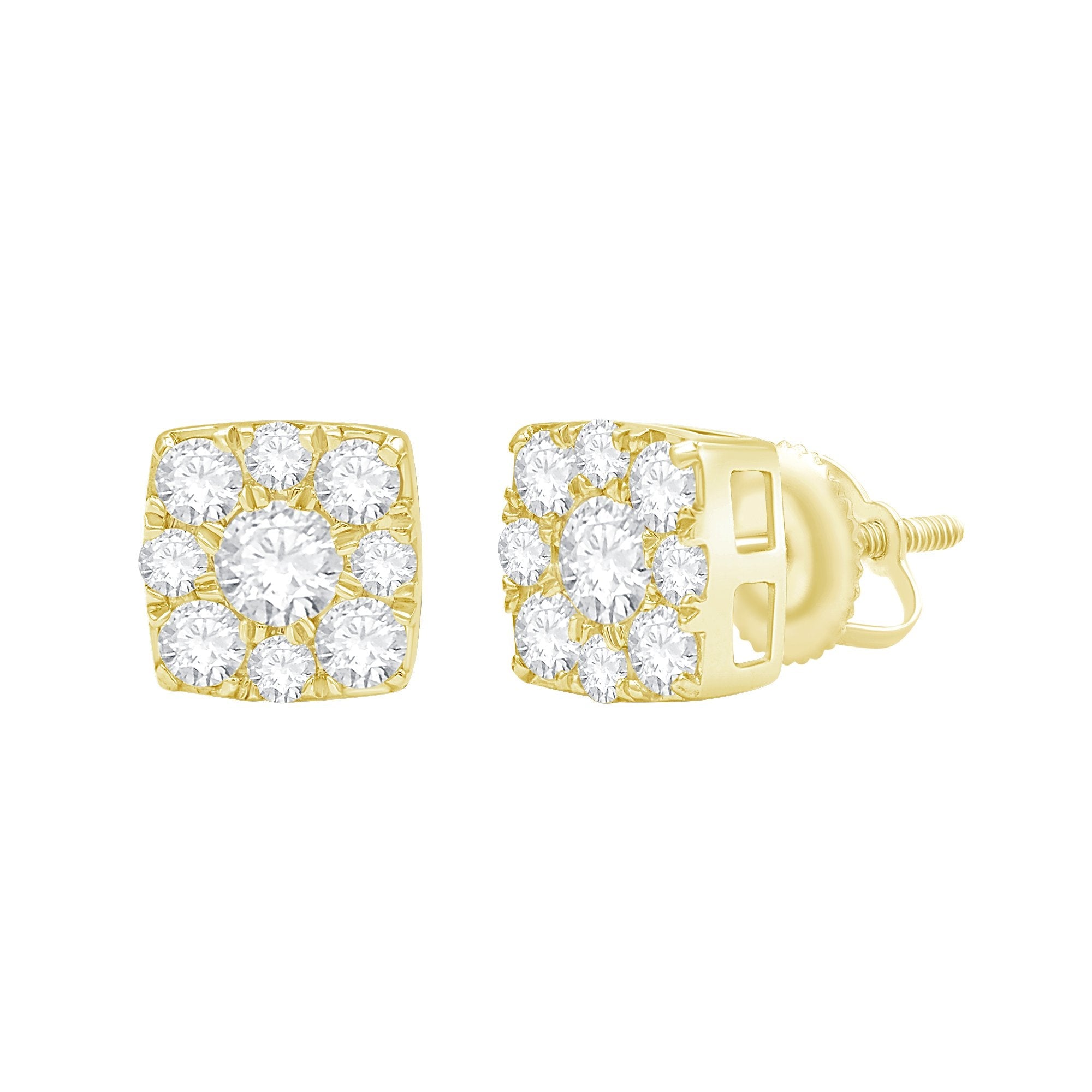 14K Solid Gold 0.98ctw Diamond Stud Earrings
