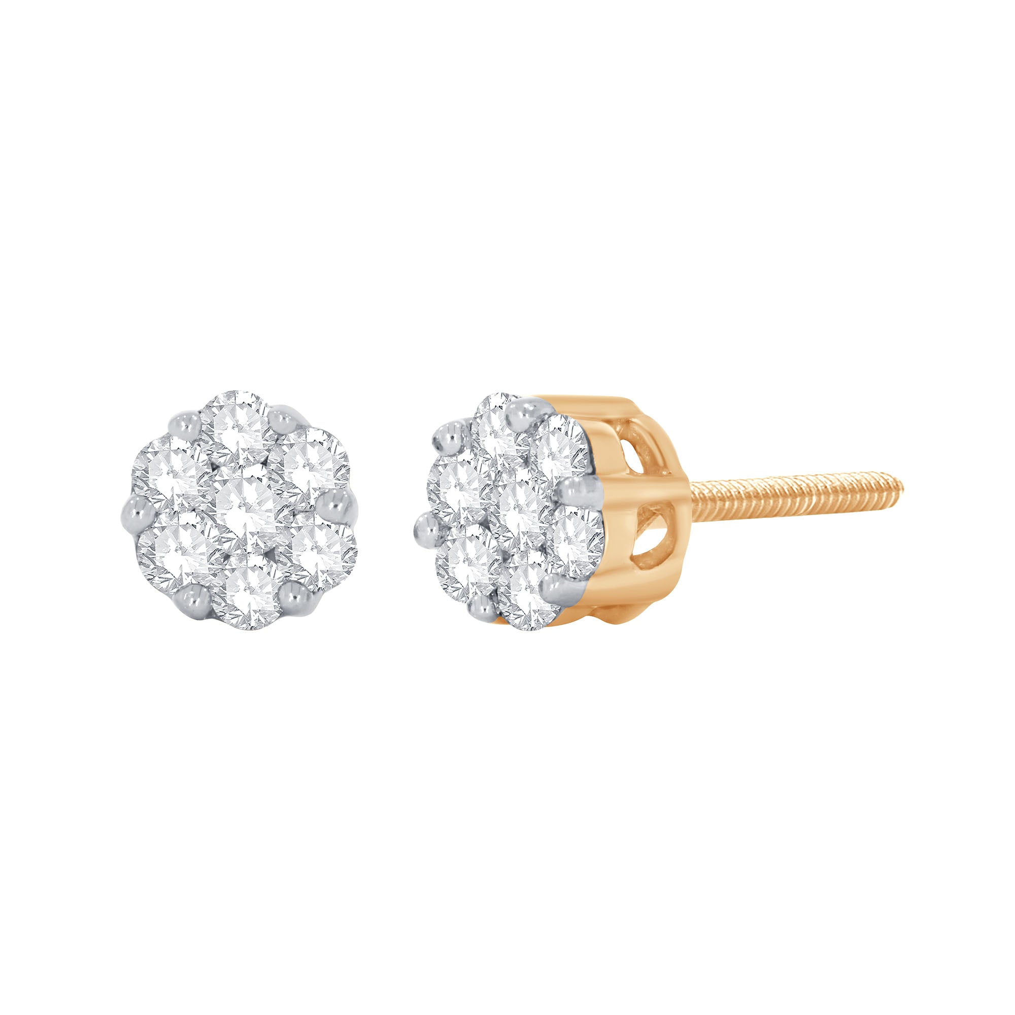14K Solid Gold 0.49ctw Diamond Stud Earrings