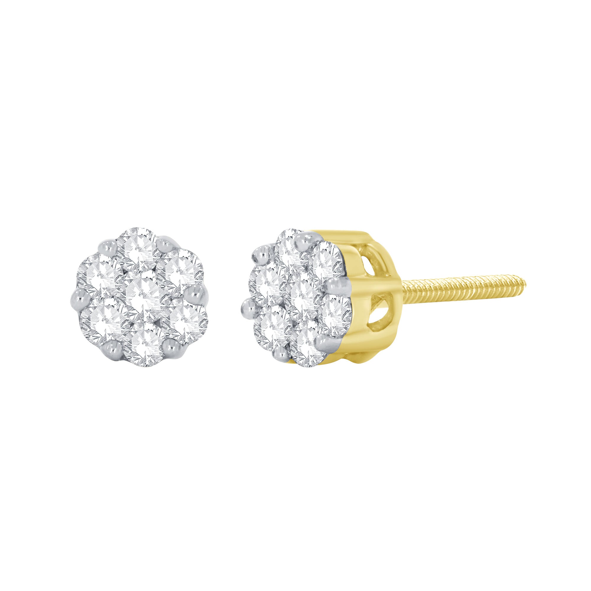 14K Solid Gold 0.49ctw Diamond Stud Earrings