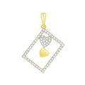 14K Solid Gold 0.21ctw Diamond Heart in the Square Pendants