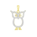 14K Solid Gold 0.30ctw Diamond Owl Pendants