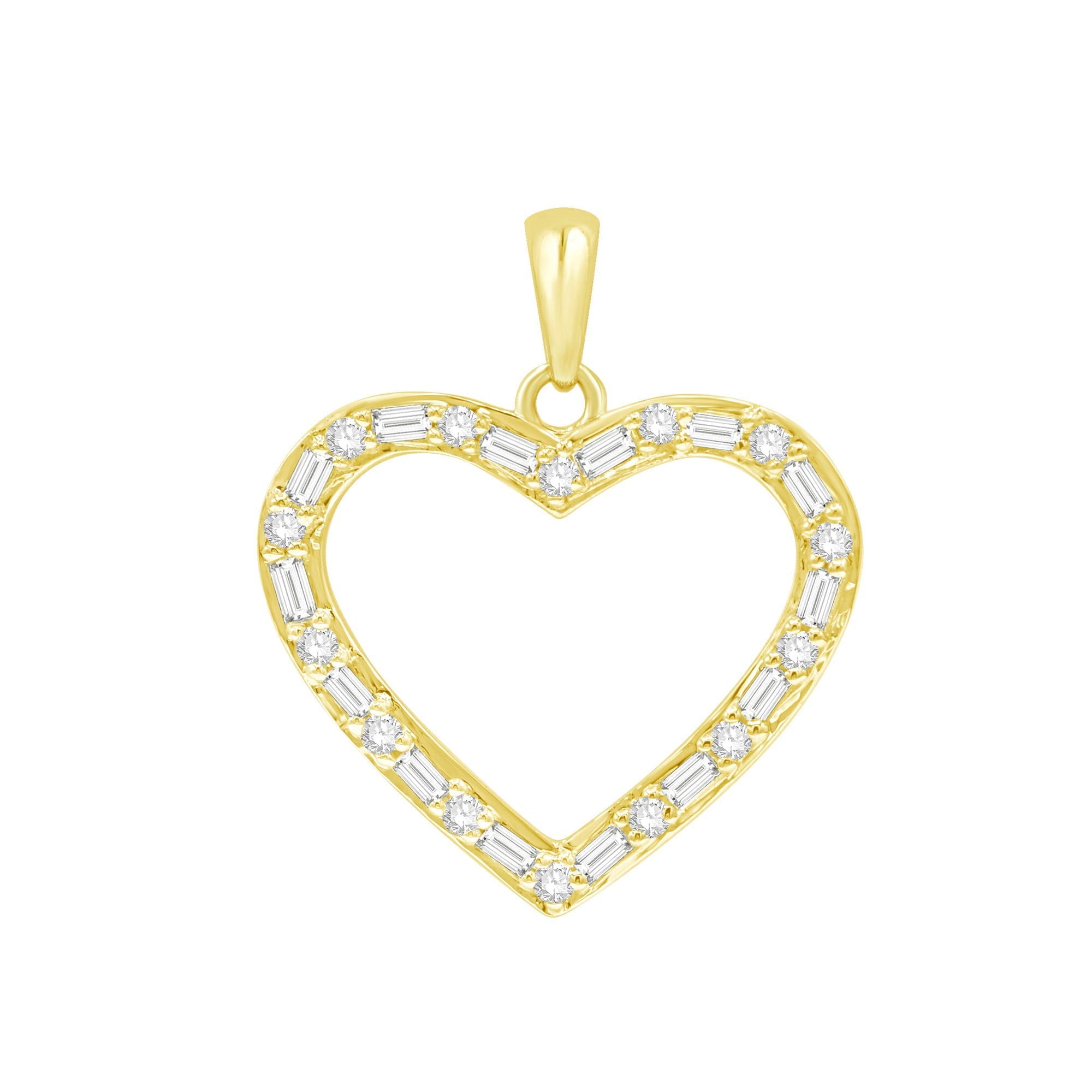 14K Solid Gold 0.25ctw Diamond Hear Pendants