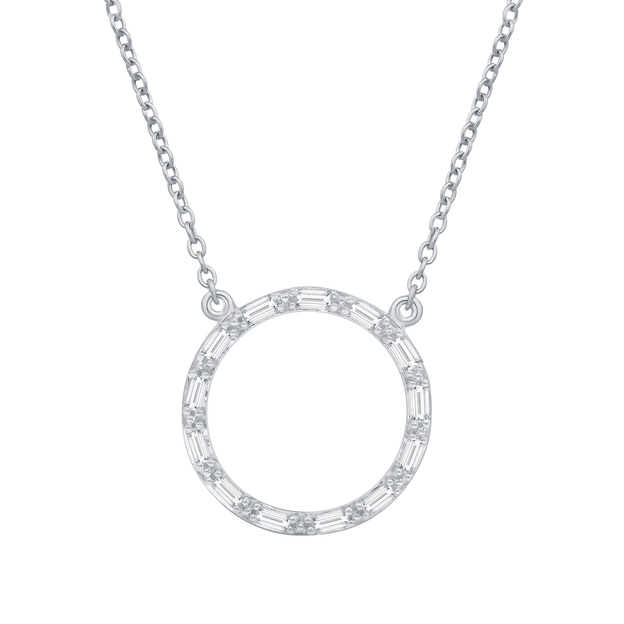 14K Solid Gold 0.20ctw Diamond Circle Necklaces