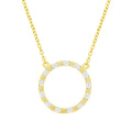14K Solid Gold 0.20ctw Diamond Circle Necklaces