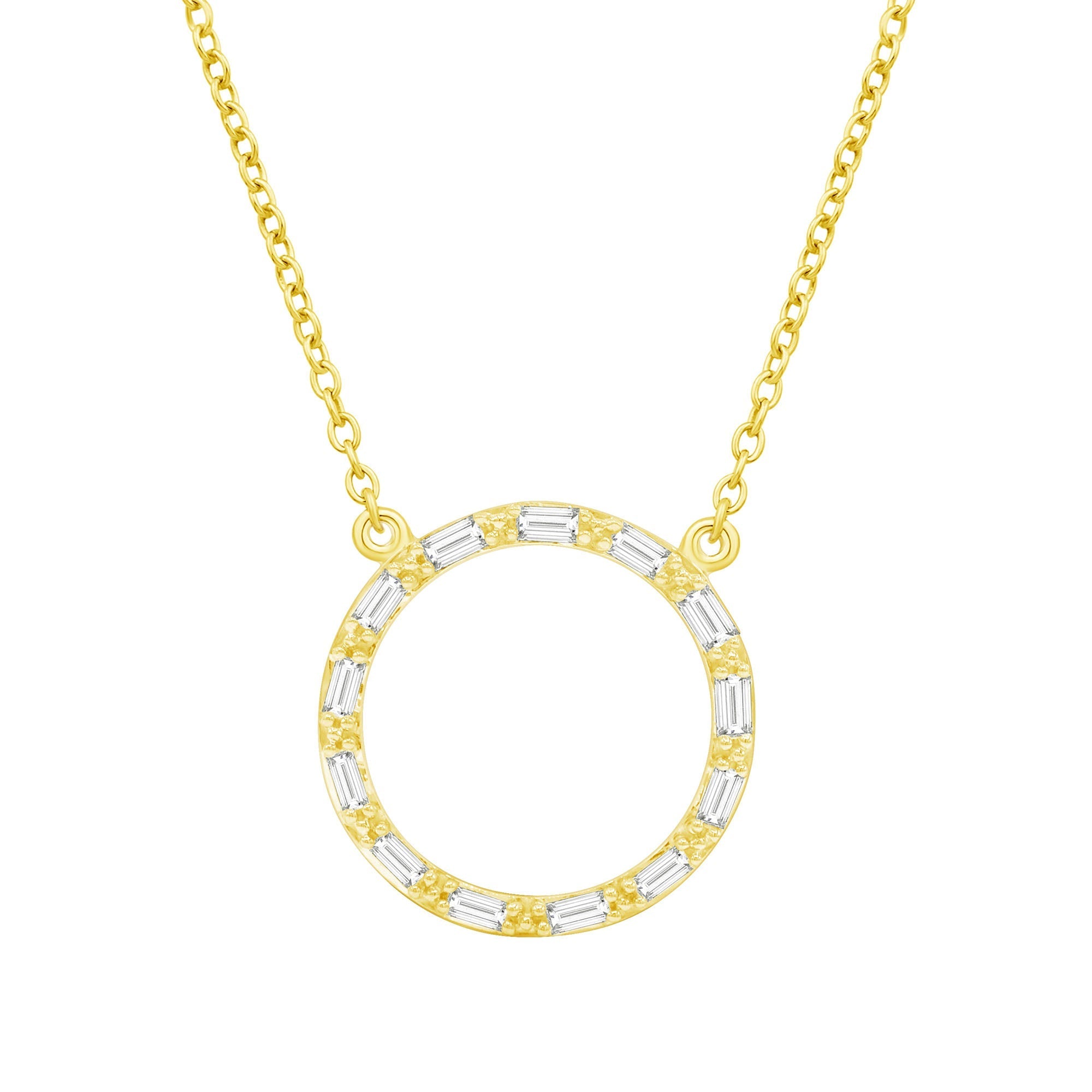 14K Solid Gold 0.20ctw Diamond Circle Necklaces