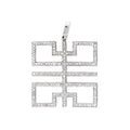 0.65ctw White Round Brilliant Diamond Square Pendant Micro-Pave Setting In14K Solid Gold