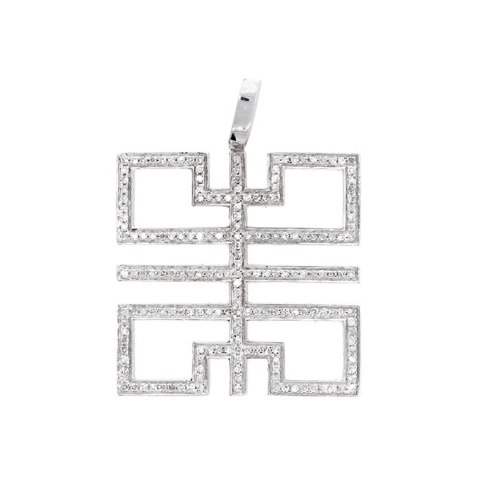 0.65ctw White Round Brilliant Diamond Square Pendant Micro-Pave Setting In14K Solid Gold