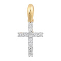 14K Solid Gold 0.04ctw Diamond Cross Pendant