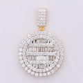 14K Solid Gold 2.26ctw Baguette & Round Brilliant Diamond Iced Out Round Circle Medallion Pendant